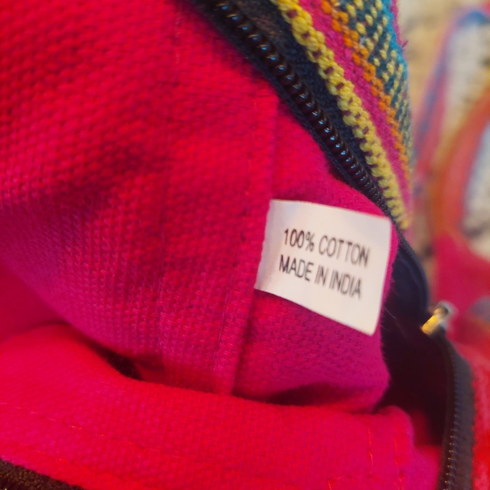 Tribe Azure 100% Cotton Shoulder Bohemian Banana Tote, Market Bag! - Picture 12 of 14